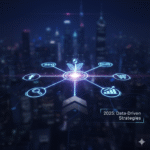 "Modern digital marketing concept illustrating key channels like SEO, email, social media, paid ads, content marketing, video, and mobile marketing for small businesses in 2025."